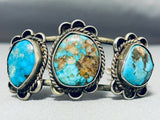 Rare Vintasge Native American Navajo Old Morenci Turquoise Sterling Silver Bracelet-Nativo Arts