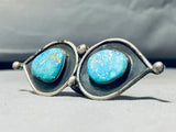 One Of The Biggest Crazy Vintage Native American Navajo Turquoise Sterling Silver Ring Old-Nativo Arts