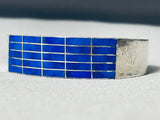 One Of The Best Vintage Native American Zuni Lapis Inlay Sterling Silver Bracelet-Nativo Arts