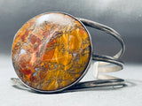 Carmel Agate Vintage Native American Navajo Sterling Silver Bracelet Old-Nativo Arts