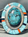 One Of The Most Unique Vintage Native American Zuni Turquoise Inlay Sterling Silver Bracelet-Nativo Arts