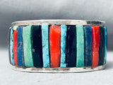 Native American 6 Inch Wrist Vintage Navajo Inlay Turquoise Sterling Silver Bracleet Cuff-Nativo Arts