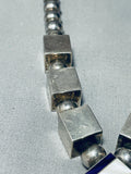 Important Vintage Native American Navajo Ray Tracey Sterling Silver Inlay Necklace-Nativo Arts