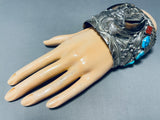 161 Grams!! Power Of Bear Vintage Native American Navajo Turquoise Sterling Silver Bracelet-Nativo Arts