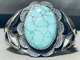 Tammy Nelson Vintage Native American Navajo Spiderweb Turquoise Sterling Silver Bracelet-Nativo Arts