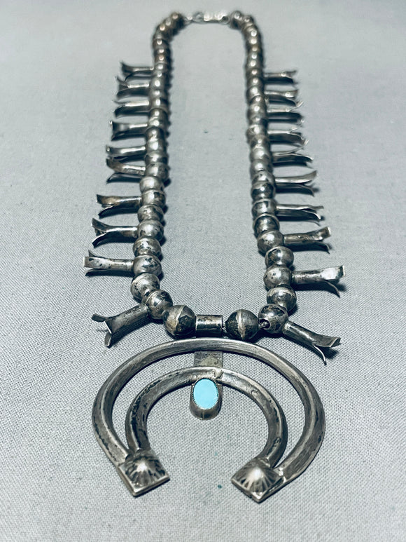 Early 1900's Vintage Native American Navajo Choker Sterling Silver Squash Blossom Necklace-Nativo Arts