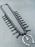 Superior Hand Tooled Vintage Native American Navajo Sterling Silver Squash Blossom Necklace-Nativo Arts
