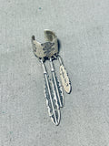 Fabulous Vintage Native American Navajo Sterling Silver Feather Pendants Ear Clip-Nativo Arts