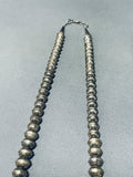 Longer 30 Inch Vintage Native American Navajo Sterling Silver Bead Necklace Old-Nativo Arts