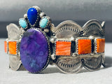 Princess Crown Vintage Native American Navajo Turquoise Charoite Sterling Silver Bracelet-Nativo Arts