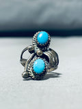 Pretty Vintage Native American Navajo Sleeping Beauty Turquoise Sterling Silver Ring-Nativo Arts