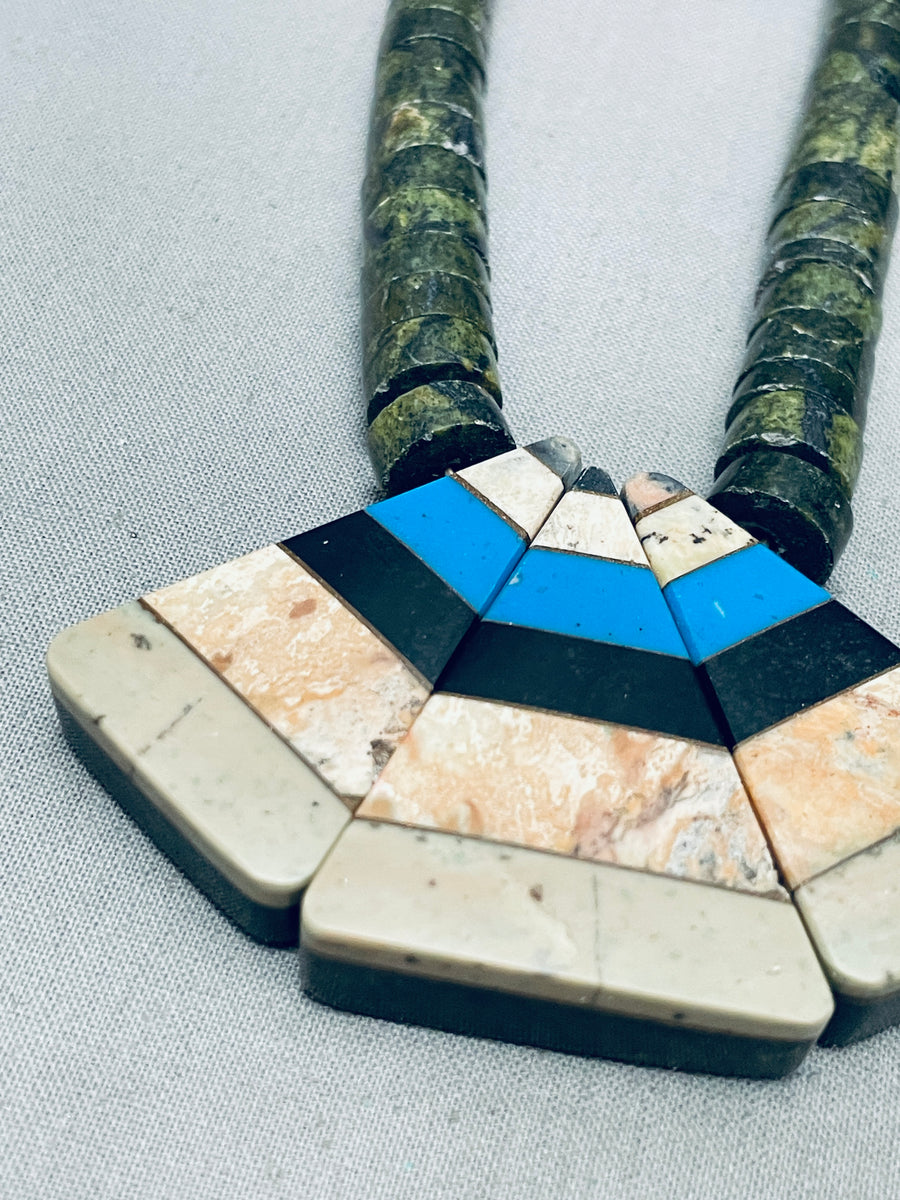 Native American Intricate Vintage Santo Domingo Inlay Pendant Sterling ...