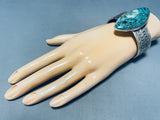 Towering Spiderweb Native American Navajo Turquoise Sterling Silver Bracelet Cuff-Nativo Arts