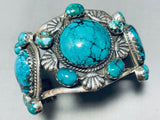 One Of Most Unique Vintage Native American Navajo Spiderweb Turquoise Sterling Silver Bracelet-Nativo Arts