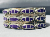 Native American One Of The Finest Vintage Navajo Sugulite Sterling Silver Inlay Bracelet-Nativo Arts