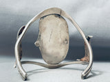 Huge Vintage Native American Navajo Variscite Sterling Silver Leaf Shadowbox Bracelet-Nativo Arts