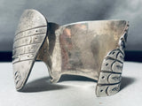 100 Gram Vintage Native American Navajo Hand Carved Eagle Sterling Silver Bracelet-Nativo Arts
