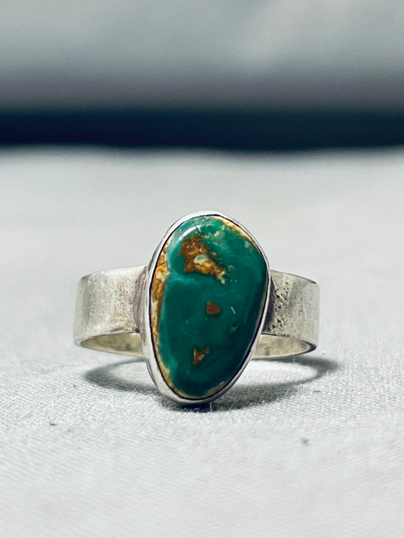 Signed Vintage Native American Navajo Damale Turquoise Sterling Silver Ring-Nativo Arts