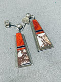 Captivating Vintage Native American Navajo Inlay Wildhorse Sterling Silver Earrings-Nativo Arts