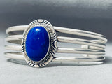 Stunning Vintage Native American Navajo Dome-shaped Midnight Lapis Sterling Silver Bracelet-Nativo Arts