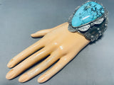 Ice Blue Native American Navajo Turquoise Sterling Silver Bracelet Cuff-Nativo Arts