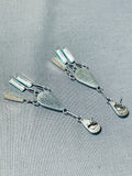 Stunning Vintage Native American Zuni Handcarved Blue Gem Turquoise Sterling Silver Earrings-Nativo Arts