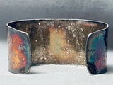 Wide Hand Tooled Vintage Southwest Sterling Silver Turquoise Bracelet-Nativo Arts