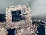 Hand Tooled Vintage Native American Navajo Sterling Silver Concho Belt Old-Nativo Arts