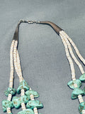 Native American 156 Grams Vintage Navajo Green Turquoise Nugget Sterling Silver Necklace-Nativo Arts