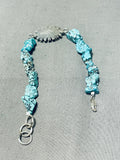 Native American Fabulous Santo Domingo Turquoise Sterling Silver Link Bracelet Signed-Nativo Arts