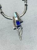 One Of The Coolest Vintage Native American Navajo Turquoise Inlay Sterling Silver Necklace-Nativo Arts