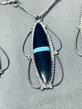 Fab Vintage Native American Zuni Sleeping Beauty Turquoise Sterling Silver Necklace-Nativo Arts
