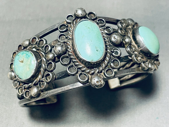 Early Sturdy Vintage Native American Navajo Cerrillos Turquoise Sterling Silver Bracelet-Nativo Arts