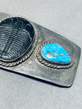 300 Million Year Old Trilobite! Vintage Native American Navajo Turquoise Sterling Silver Pin!-Nativo Arts