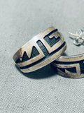 Amazing Vintage Native American Hopi Signed Sterling Silver Earrings-Nativo Arts
