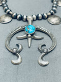 Womens Vintage Native American Navajo Turquoise Sterling Silver Squash Blossom Necklace-Nativo Arts