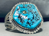 Best Vintage Native American Navajo Sleeping Beauty Turquoise Gold Nugget Silver Bracelet-Nativo Arts