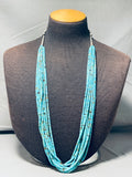 One Of Best Vintage Native American Navajo Turquoise Heishi 10 Strands Sterling Silver Necklace-Nativo Arts
