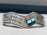 Native American One Of The Most Intricate Vintage Santo Domingo Inlay Sterling Silver Bracelet-Nativo Arts
