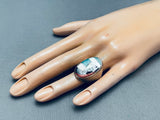 Hvy Vintage Native American Navajo Turquoise Mosaic Inlay Sterling Silver Ring Old-Nativo Arts