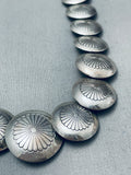 Round Concho Bead Vintage Native American Navajo Sterling Silver Necklace-Nativo Arts
