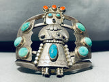 One Of The Finest Ever Vintage Native American Navajo Turquoise Kachina Sterling Silver Bracelet-Nativo Arts