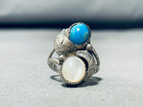 Gorgeous! Vintage Native American Navajo Turquoise Shell Sterling Silver Ring-Nativo Arts