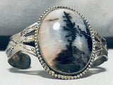 Misty Midnight!! Vintage Native American Navajo Agate Sterling Silver Bracelet Old-Nativo Arts