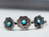 Beautiful Flowers Vintage Native American Navajo Turquoise Sterling Silver Bracelet-Nativo Arts