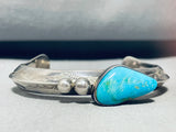 Al Lee Easter Blue Turquoise! Vintage Native American Navajo Sterling Silver Bracelet-Nativo Arts
