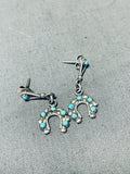 Sweet Vintage Native American Zuni Royston Turquoise Sterling Silver Baby Naja Earrings-Nativo Arts