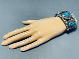 Sensational Vintage Native American Navajo Morenci Turquoise Sterling Silver Bracelet-Nativo Arts