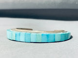 5.5 Inch Wrist Vintage Native American Navajo Turquoise Inlay Sterling Silver Bracelet-Nativo Arts