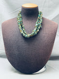 Superior Vintage Native American Navajo Green Turquoise Hiehsi Sterling Silver Necklace-Nativo Arts